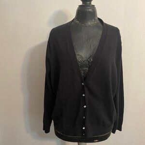 Land's End Black V-neck button-down cardigan, size 2X